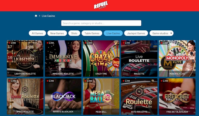 Refuel Casino Live Games